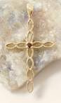 14K Yellow Gold Red CZ Cross Pendant 1.3g image number 1
