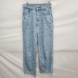 BDG WM's High Waisted Embroidered Denim Blue Jeans Size 27 x 26
