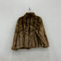 Womens Brown Long Sleeve Collared Hook And Eye Faux Fur Coat Size X-Large image number 2
