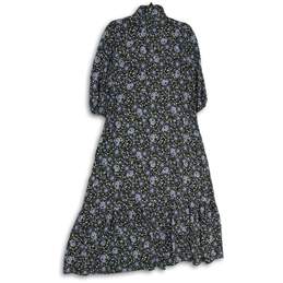 Zara Womens Black Blue Floral Collared 3/4 Sleeve Maxi Dress Size Medium alternative image