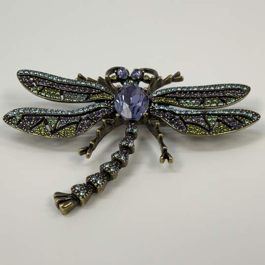 Designer Heidi Daus Trembling Brilliance Crystal Dragonfly Brooch Pin image number 3