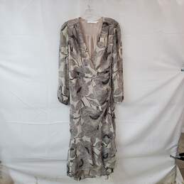 Astr Beige & Black Floral Patterned Faux Wrap Dress WM Size S