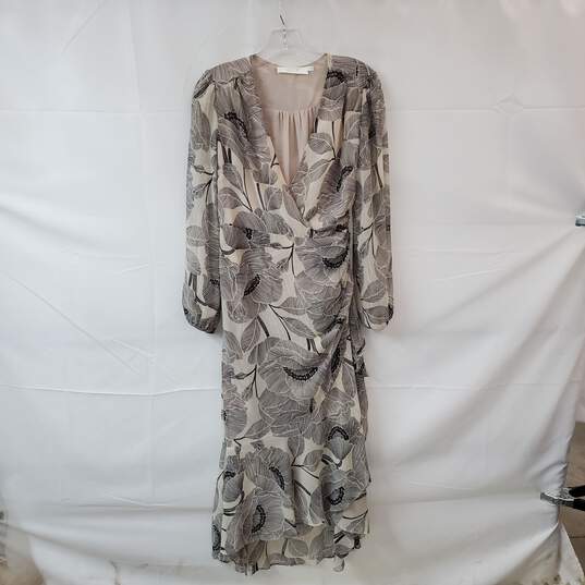 Astr Beige & Black Floral Patterned Faux Wrap Dress WM Size S image number 1