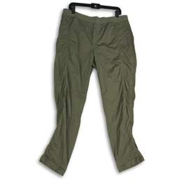 NWT Eddie Bauer Womens Green Elastic Waist Slash Pocket Curvy Ankle Pants Sz 16