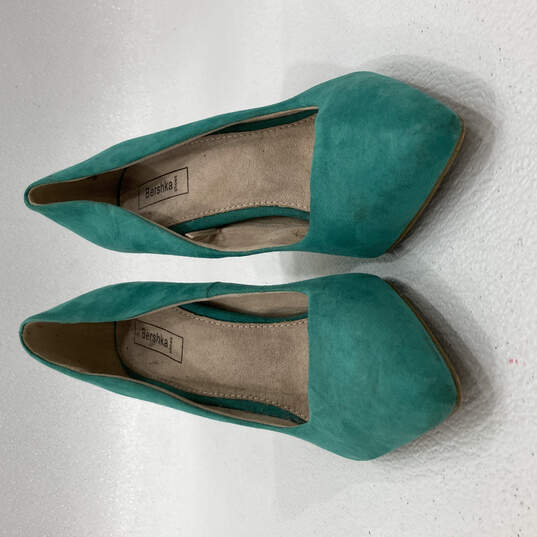 Womens 2814 Teal Pointed Toe Slip On Stiletto Pump Heels Size 40 image number 3