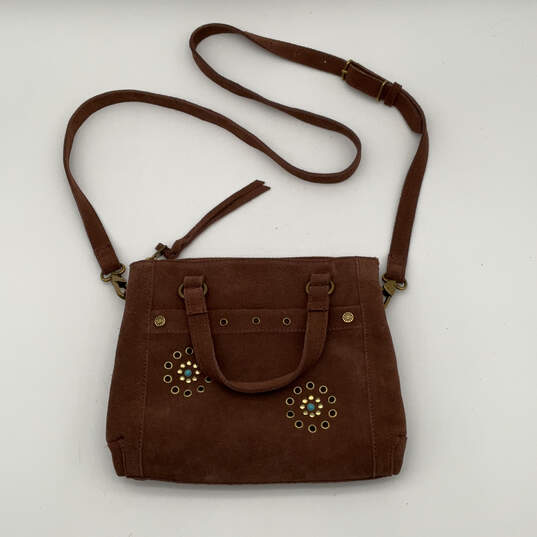 Womens Brown Leather Inner Zip Pocket Adjusable Strap Crossbody Bag image number 1