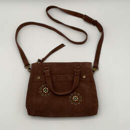 Womens Brown Leather Inner Zip Pocket Adjusable Strap Crossbody Bag