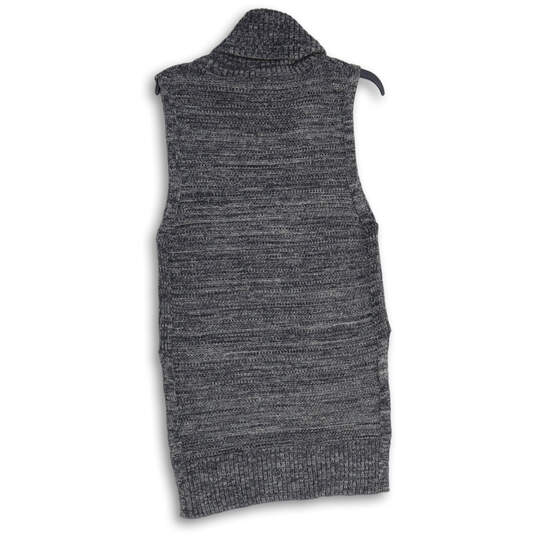 Womens Gray Knitted Turtleneck Sleeveless Hi-Low Hem Pullover Sweater Sz S image number 2