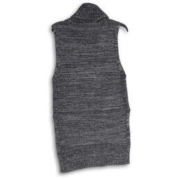 Womens Gray Knitted Turtleneck Sleeveless Hi-Low Hem Pullover Sweater Sz S alternative image
