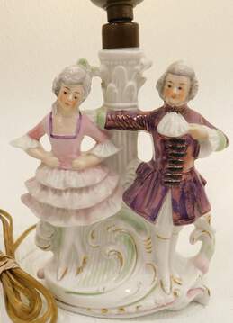 German Unbranded Porcelain French Couple Lamp w/ Attached Power Cable alternative image