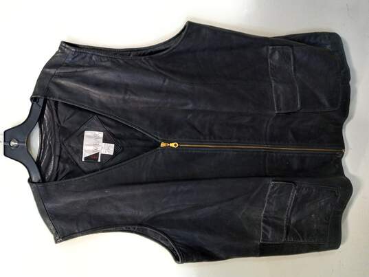 E Wear Men's Black Leather Vest Size 3X image number 1
