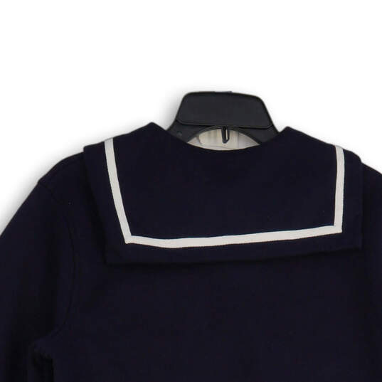 Womens Navy Long Sleeve Sailor Collar Pullover Sweater Size Large image number 4