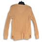 NWT Womens Peach Long Sleeve Open Knit Ribbed Hem Pullover Sweater Size M image number 2