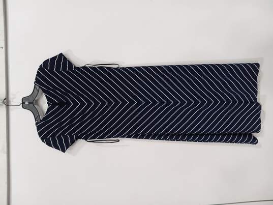 Ralph Lauren Women's Blue Navy Striped Maxi Dress Short Sleeves Size 6 NWT image number 1