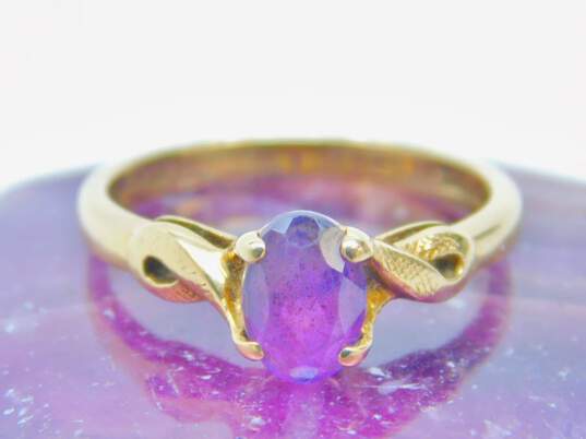10K Yellow Gold Oval Cut Amethyst Ring 2.4g image number 2