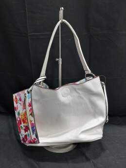 Collection 18 Women's White Bright Multicolor Tote Bag with Pouch
