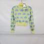 Zara Space Invaders Yellow & Blue Patterned Knit Mock Neck Sweater WM Size S NWT image number 1