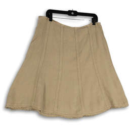 Womens Tan Regular Fit Flat Front Stretch Pull-On Short A-Line Skirt Sz 14 alternative image
