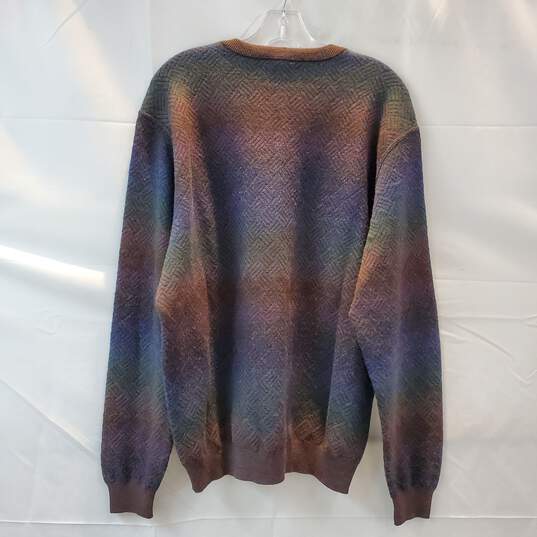 Long Sleeve Pullover V-Neck Extra Fine Wool Sweater Size L image number 2
