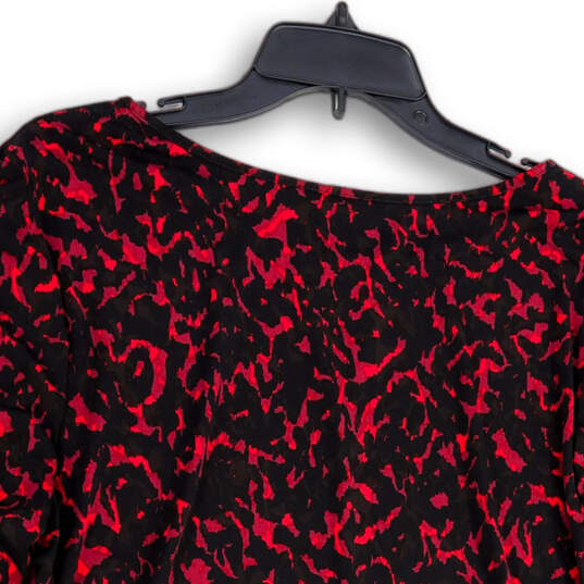 NWT Womens Black Red Keyhole Neck Long Sleeve Pullover Blouse Top Size XL image number 4