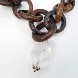 Brighton Silver Tone Wood Glass Connecting Links Pendant 21 In Necklace 57.5g alternative image