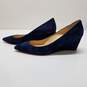 AUTHENTICATED Christian Louboutin Pipina Blue Suede Wedge Heels Size 40.5 image number 2