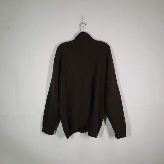 Mens Shetland Wool Mock Neck Long Sleeve Full-Zip Sweater Size Large image number 2