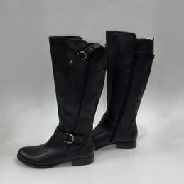 Womens Jean Black Leather Round Toe Zipper Knee-High Riding Boots Size 9 M alternative image