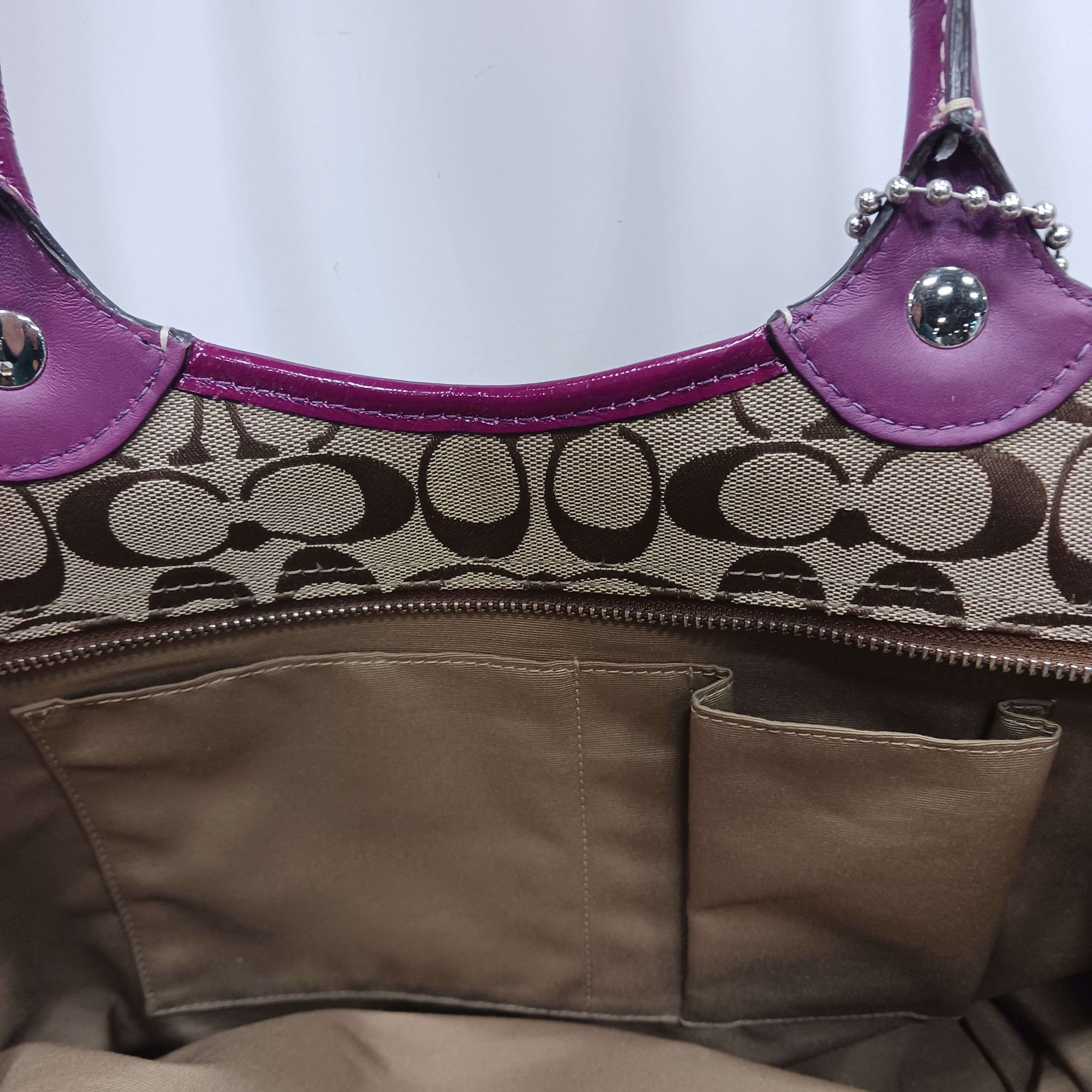 Purple Coach leather two-way handbag, Tote bag Handbag Tapestry, Purple  women and handbag, white, luggage Bags, holidays png | PNGWing