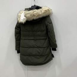 BCBGeneration Womens Green Long Sleeve Fur Hooded Puffer Jacket Coat Size S alternative image