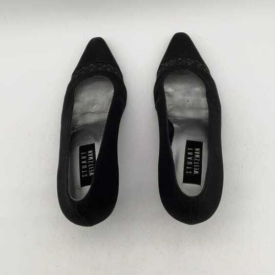 Womens Black Pointed Toe Fashionable Slip-On Kitten Pump Heels Size 8.5 AA image number 4