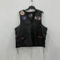 Mens Black Sleeveless Embroidered Snap Front Motorcycle Vest Size 50 image number 1