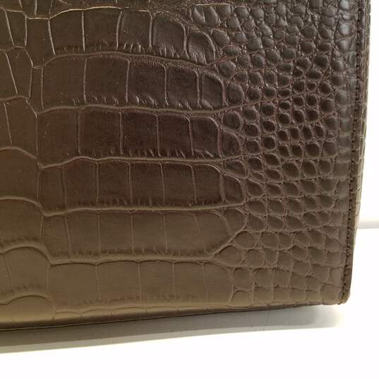 AVAM Carolyn Croc Embossed Leather Satchel Dark Brown image number 5