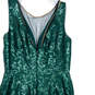 Womens Green Sequins Sweetheart Neck Back Zip Long Maxi Dress Size 4AC image number 3