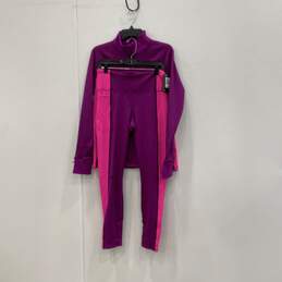 NWT Under Armour Womens Purple Pink Compression Leggings & Jacket Set Size L