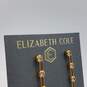 Elizabeth Cole Gold Tone Crystal Elegant Dangle Earrings w/bag 6.5g image number 4