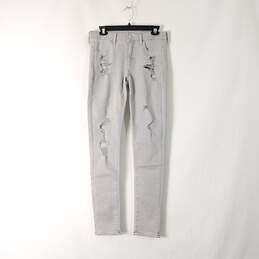 American Eagle Women Grey Distressed Jeans Sz 6