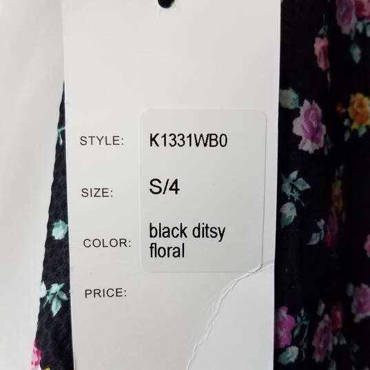 Unique Vintage Black Ditsy Floral Mini Skirt Size 4 NWT image number 3