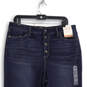 NWT Womens Blue Medium Wash Pockets Button Fly Denim Skinny Leg Jeans Sz 16 image number 3