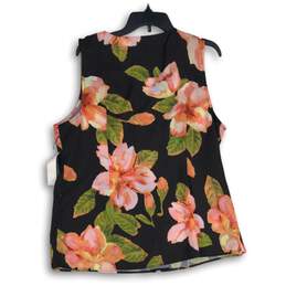 NWT Crosby. Womens Black Floral Split Neck Sleeveless Blouse Top Size X-Large alternative image