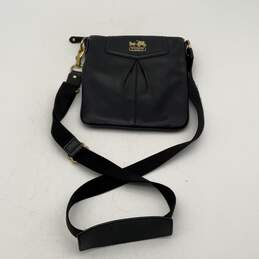 Coach Womens Black Leather Adjustable Strap Crossbody Bag Purse Size Small