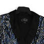 Womens Black Blue Sequins Shawl Collar Long Sleeve One Button Blazer Sz XL image number 3