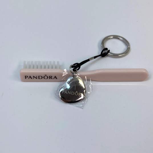 IOB Designer Pandora Sterling Silver Heart Key Chain & Cleaning Brush With Box image number 4