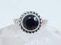 Sterling Silver Hematite Earrings & Necklace w/ Faceted Black Glass Ring 20.0g image number 2
