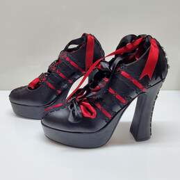 Demonia Black & Red Lace Platform Heels Size 10