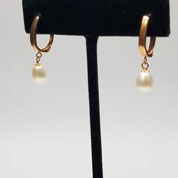SLC 14K Rose Gold FW Pearl Lever Back Earrings 1.7g alternative image