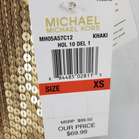 Michael Kors Women Khaki Sequin Top XS NWT image number 5