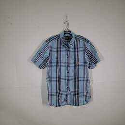 Mens Plaid Short Sleeve Loose Fit Casual Button-Up Shirt Size Large Tall alternative image