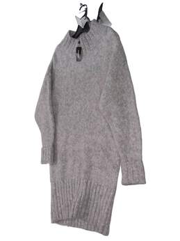NWT Womens Gray Long Sleeve Mock Neck Pullover Sweater Dress Size Small alternative image