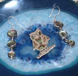 Taxco Sterling Silver Abalone Earrings And Pendant Set alternative image